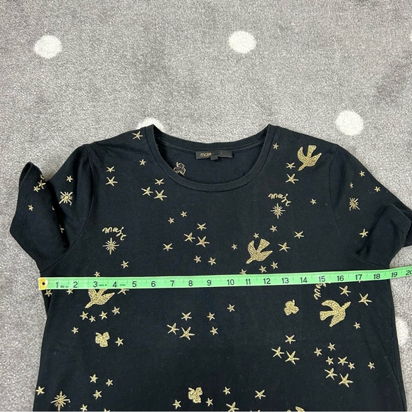 Maje Terence embroidered cotton t-shirt black/gold - Picture 6 of 12